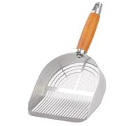 Bnnlqpsttg - Pala de cama para gatos de acero inoxidable y pala de polvo, antiroturas, agujeros de doble para una limpieza