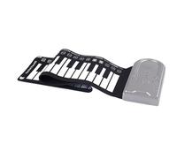 Bnnlqpsttg Piano enrollado a mano de 49 teclas con altavoz, Piano portátil plegable para niños, instrumento de enseñanza de piano para principiantes, plata