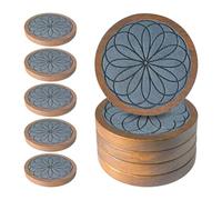Bnnlqpsttg Posavasos de madera para 5 posavasos absorbentes, posavasos para protección de la mesa baja, gris antideslizante