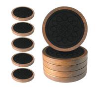 Bnnlqpsttg - Posavasos de madera para 5 posavasos absorbentes, posavasos para protección de la mesa baja, antideslizante y duradero negro