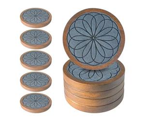 Bnnlqpsttg Posavasos de madera para 5 posavasos absorbentes, posavasos para protección de la mesa baja, gris antideslizante