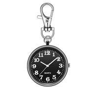 Bnnlqpsttg Reloj de bolsillo de cuarzo con clip redondo unisex reloj de colgar digital para enfermeras y médicos, negro y negro, Negro & Cara Negro