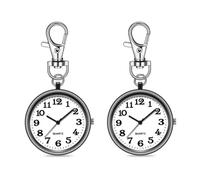 Bnnlqpsttg Reloj de bolsillo de cuarzo para mujer con hebilla de llave, reloj digital de clip unisex para enfermeras y médicos en negro., Negro