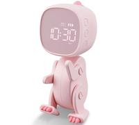 Bnnlqpsttg Reloj despertador digital para niños, tres alarmas, reloj despertador con forma variable, Snooze, temporizador nocturno, rosa
