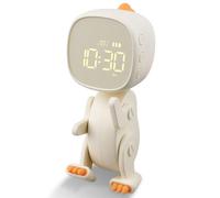 Bnnlqpsttg Reloj despertador digital para niños, tres alarmas, reloj despertador con forma variable, Snooze, temporizador nocturno, color beige