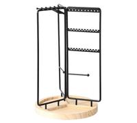 Bnnlqpsttg - Soporte organizador de exhibición giratorio con marco de metal, con bandeja inferior, organizador de torre de color negro