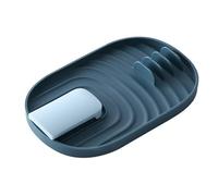 Bnnlqpsttg - Soporte para tapa de cacerola plegable, soporte de espátula, soporte de almacenamiento integrado, soporte de almacenamiento para cocina de cocina, herramientas de drenaje, color azul