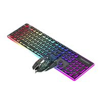 Bnnlqpsttg teclado mecánico con cable con ratón LED teclado silencioso impermeable para deportes electrónicos y uso en la oficina-A