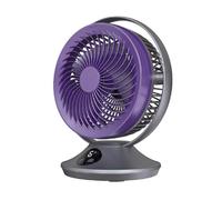 Bnnlqpsttg Ventilador de escritorio recargable 3000 Mah, Ventilador de circulación de aire de mesa portátil para toda la habitación, 6 velocidades, inclinación de 360°, negro y morado