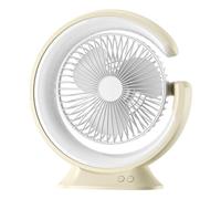 Bnnlqpsttg Ventilador de Lámpara de Escritorio 1200 MAH Mini Ventilador Eléctrico Portátil Multifunción Práctica, Ventilador de 3 Velocidades, Amarillo
