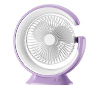 Bnnlqpsttg Ventilador de Lámpara de Escritorio 2400 MAH Mini Ventilador Eléctrico Portátil Práctico de 3 Velocidades, Púrpura