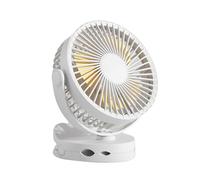 Bnnlqpsttg Ventilador de mesa recargable con pinza y suspensión, 3 velocidades, rotación de 360°, para uso doméstico y en movimiento, color