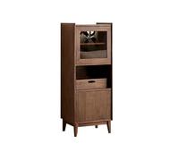 BNNP Gabinete de Bar de Vinos Industrial Estantería de Vino de Nogal de 50 x 40 x 130 cm, Mueble Sencillo de Madera Maciza con Puerta de Vidrio for Sala de Estar, Mueble Auxiliar for TV de Pared.