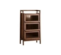 BNNP Gabinete de Bar de Vinos Industrial Mueble Auxiliar de TV Sencillo de Nogal de 65 x 33 x 115 cm, Mueble de Madera Maciza for exhibición de vinos y vajilla.