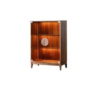 BNNP Gabinete de Bar de Vinos Industrial Vitrina for vinos y vajilla de Nogal de 80 x 40 x 120 cm, de Madera Maciza, con Puerta de Cristal, Ideal for restaurantes y hogares.