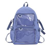 Bnojjellol Mochila de hombro de nailon para estudiantes universitarios, Itabag, bolsillos transparentes japoneses, gran capacidad, bolsa escolar para exhibición de pines de anime, Itabag transparente
