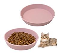 BNOSDM Plato de silicona para comida para gatos, paquete de 2 cuencos planos para perros pequeños y gatos, platos para comida seca y húmeda (rosa claro)