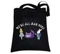 BNQL Alice Gifts We are All Mad Here Bag Wonderland Cita Alice Cheshire Cat Tote Bag Alice Movie Gifts Fairy Tales Inspired Gifts, Alice Tote, large