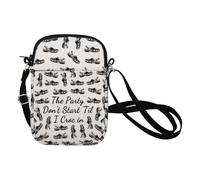 BNQL Bolsa cruzada para zapatos, regalos divertidos para amantes de los zapatos, regalos divertidos para zapatos The Party Don't Start 'Til I Shoe In Shoe Party Shoe Bag, White, 8.26*5.9 inches