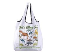 BNQL Bolsa de la compra plegable con diseño de dinosaurio, con texto en inglés "It's Ok To Be Different Autism", reutilizable, bolsa de compras para concienciación sobre el autismo