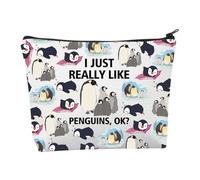 BNQL Bolsa de maquillaje de pingüino, regalo de pingüino, regalo para amantes de los pingüinos, regalo I Just Really Like Penguin Ok Penguin con cremallera, Bolsa de maquillaje de pingüino, moda