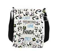 BNQL Bolso cruzado de panda, regalo para los amantes de los pandas, con texto en inglés "I Just Freaking Love Panda", bolso cruzado para teléfono celular