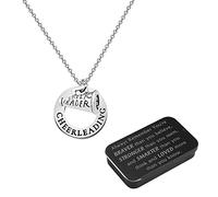 BNQL Collar de animadora, regalos inspiradores para niñas, colgante de animadora, con texto en inglés "With You Are Braver Stronger Smarter Than You Think", Collar de animadora, Large