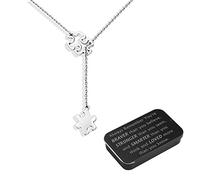BNQL Collar de concienciación sobre el autismo, collar de rompecabezas para autismo, joyería de regalo con texto en inglés "You Are Braver Stronger Smarter Than You Think", Acero inoxidable