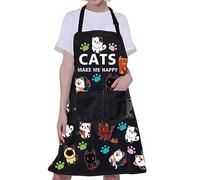 BNQL Delantal de gato para amantes de los gatos, bonito delantal de gato con bolsillos, delantal de cocina para hornear, delantal para gatitos, amante de los gatos, dueño, regalo para mamá, gatos me