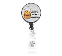 BNQL Hunny - Carrete de insignia con texto en inglés «I've Got My Mind On My Hunny and My Hunny Bear Bee Badge Holder Gift for Doctors Nurses OB RN EN NICU