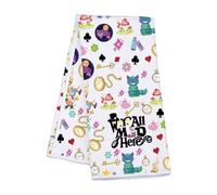 BNQL We're All Mad Here Alice Gifts - Toallas de cocina para fanáticos de la película de Alice, regalos de cuento de hadas, toallas de mano de Alicia, paños de cocina