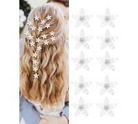 BNREOZA 10 Piezas Blanco Mini Rhinestone Flor Hair Clips, Cute Flor Hair Clips, Shattered Flor Hair Clips, Decoración Hair Clips, Wedding Hair Clips, No Hair Hurt