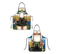 BNREOZA 2 piezas delantal Oktoberfest, delantal de barbacoa divertido, delantal de cocina ajustable, delantal de cocina, delantal de pintura de trabajo, delantal de jardinería, cerámica de arte