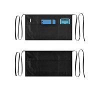 BNREOZA Delantal de cocina de media cintura, 2 piezas, delantal de camarero unisex con 3 bolsillos, 50 x 32.5 cm, delantal corto de cocinero, camarero, panadero, negro