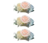 bnsggl 3 piezas de tocados de novia para novia, horquillas para damas de honor, pasadores de flores artificiales, peines laterales para novia, damas de honor