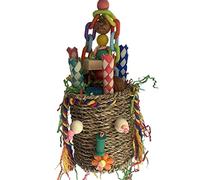bnsggl Cesta de forraje para pájaros, juguete masticable para loros, juguete de búsqueda de pájaros, juguete para pájaros, juguete de jaula para pájaros