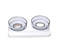 bnsggl Cuenco para gatos, doble inclinado, con protección para el cuello, antivómitos, 15 grados, inclinado, de plástico, con soporte