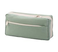 bnsggl Estuches de lona, compartimentos de lona, estuche para lápices con bolsa de almacenamiento con cremallera, regalo para estudiantes, Green, Estuches