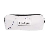 bnsggl Estuches para lápices, bolsa de poliuretano con cremallera, bolsa de papelería portátil para maquillaje, bolsa de viaje para niñas, mujeres y estudiantes, Blue, Estuches