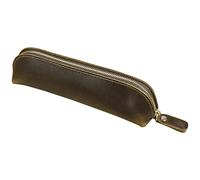 bnsggl Estuches para lápices, estuche de cuero con cremallera, estuche de papelería, bolsa de maquillaje, estuches para gafas, Brown, Estuches