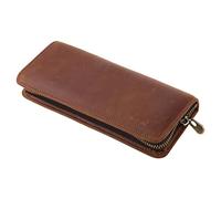 bnsggl Estuches para lápices, estuche de cuero vintage, ligero, con ranuras elásticas para bolígrafos, cremallera suave para estudiantes, mujeres, hombres, regalo de cumpleaños, Brown, Estuches