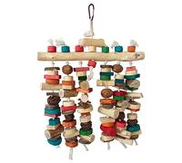 bnsggl Juguete para pájaros, juguete colorido para masticar, bloque de dientes, jaula colgante, juguete para moler los dientes