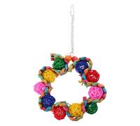 bnsggl Juguete para pájaros, juguete para masticar, paja, jaula, juguete colorido para moler los dientes, ratán colorido