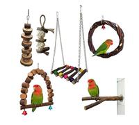 bnsggl Lovebirds - Jaula de loros con soporte para puente, oscilación, escalada, escalera de entrenamiento de madera, juguete para pájaros