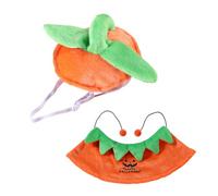 bnsggl Sombrero de calabaza para mascotas de Halloween con capa, disfraz temático de Halloween para perros, bonito sombrero de invierno de carnaval