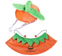 bnsggl Sombrero de calabaza para mascotas de Halloween con capa, disfraz temático de Halloween para perros, bonito sombrero de invierno de carnaval
