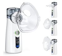 Bntath Nebulizador Silencioso, Recargable USB-C, Máquina de Nebulizador Para Adultos y Niños, Con Pantalla Digital, Nebulizadorultrasónico Con 2 Máscaras y Una Boquilla - Gris