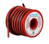 BNTECHGO Bobina de Alambre de Silicona de Calibre 14 de 40 pies, Ultra Flexible, Alta Temperatura, 200 Grados C, 600 V, 14 AWG, 400 hebras de Alambre de Cobre estañado, 20 pies, Negro y Rojo de 20