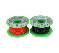 BNTECHGO,Bobina de alambre de silicona de calibre 18, ultra flexible, de alta temperatura, 200 grados C, 600 V, 18 AWG, 25 pies negro y 25 pies rojo, cable trenzado para batería modelo