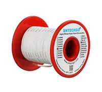 BNTECHGO Bobina de alambre de silicona de calibre 22, color blanco, 100 pies, ultra flexible, alta temperatura, 200 grados C, 600 V, 22 AWG, alambre de goma de silicona, 60 hebras de alambre de cobre